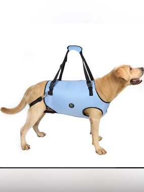 Adjustable Light Blue Dog Support Harness with Padded Lift Handles